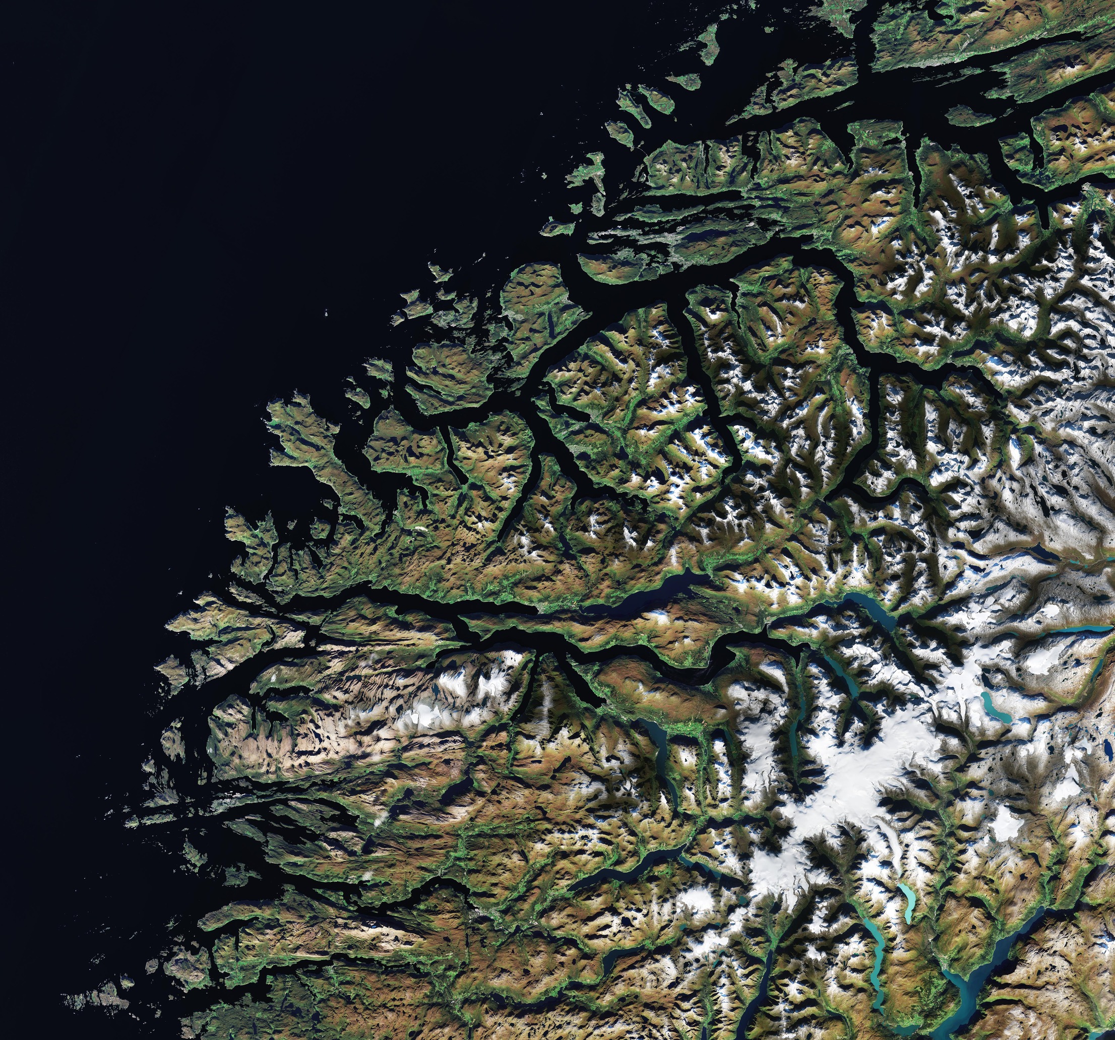 The Jostedalsbreen glacier, Norway, seen from space. Credit: ESA